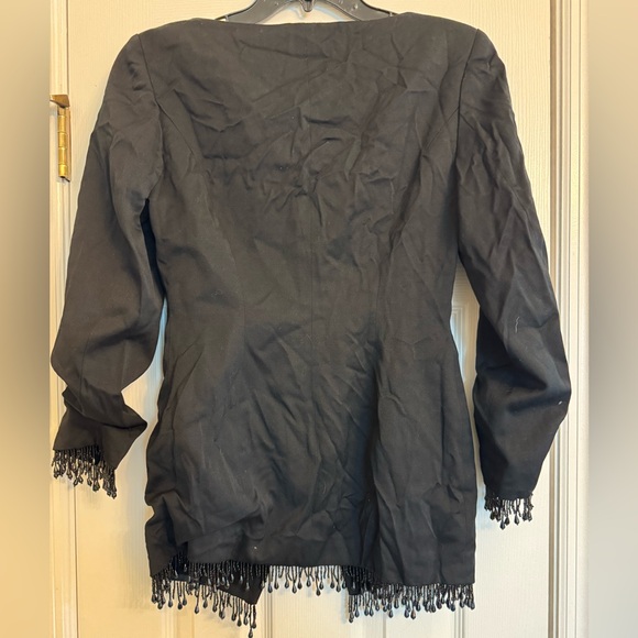 Vintage Tahari Black Jacket with Fringe Detail - Picture 4 of 4